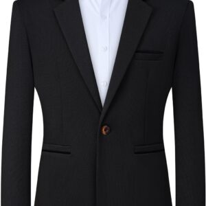 Knit Blazer Men Business One Button Suit Jacket Regular fit Casual Sport Coat Mens Blazer